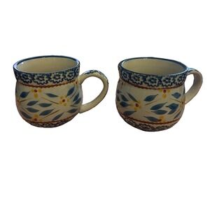 2 Temptations Bakeware by Tara Coffee Mugs Old World Blue 12 Oz. EUC